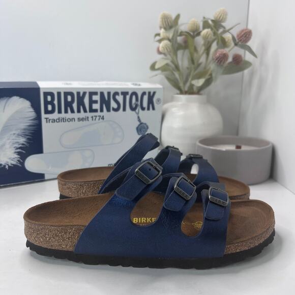 Birkenstock Florida BS Slide Sandal Graceful Insignia Blue Women 5/Men 3 NWB - Picture 3 of 10